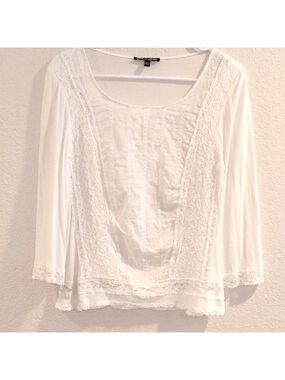 Cable &Gauge Top, Blouse, Size Medium,Lace Embellished.100% Cotton Combo.